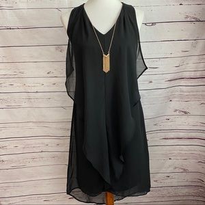 NWT INC Black Sheer Layered With Gold Necklace